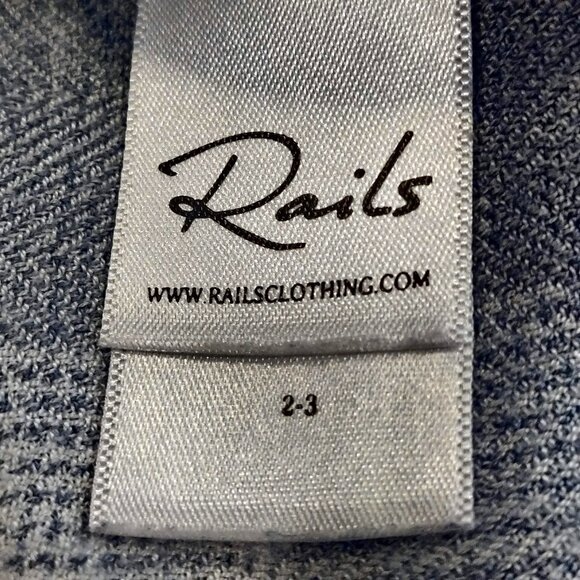 Rails Toddler Girls Size 2-3 Blue Gray Plaid Button Up Long Sleeve Rayon Top - Picture 6 of 8